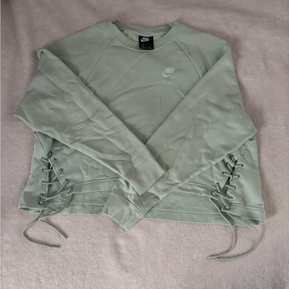 Nike Women's Green Lace-Up Sweatshirt